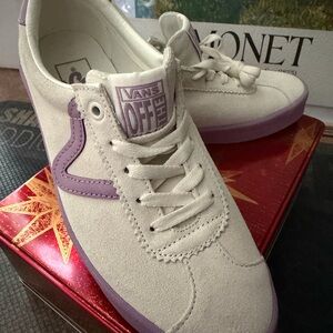 Vans Women's Cream and Lavender Sneakers